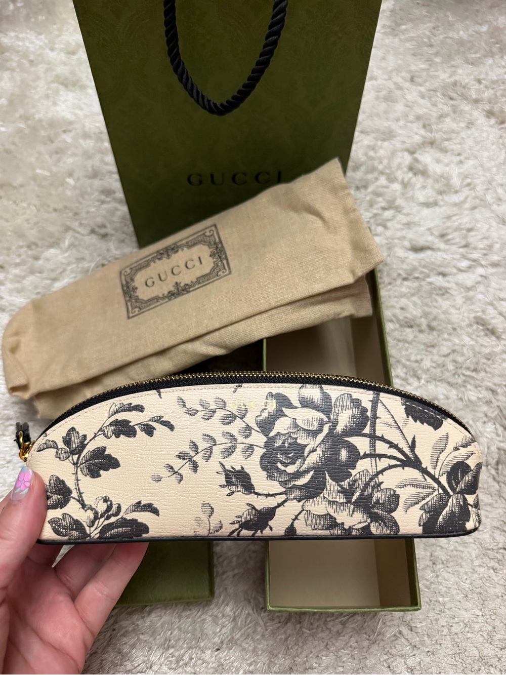 New Gucci Demetra Herbarium Print Pencil Pouch Case
